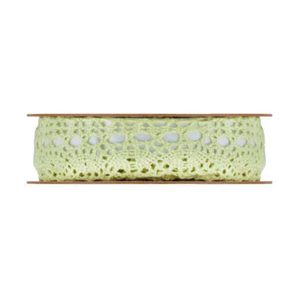 Self adhesive cotton lace light green, 2 cm 5 m roll