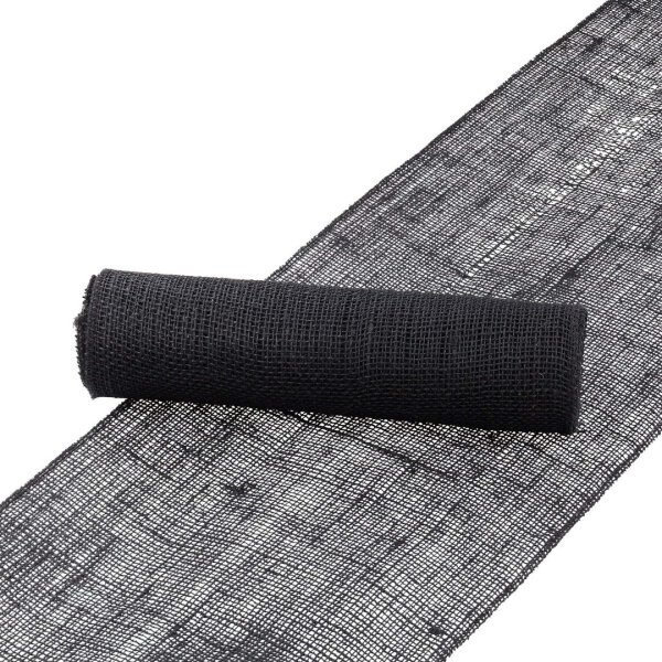 Decorative jute ribbon, black, 30 cm, 5 m roll, runner, chain-linked