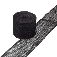 Decorative jute ribbon, black, 8 cm, 10 m roll, runner,...