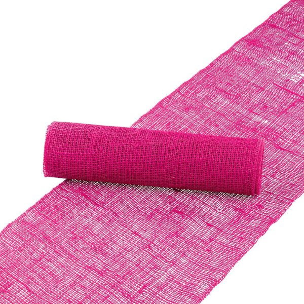 Decoration ribbon,  jute, pink, 30 cm, 5 m roll, runner, chain-linked
