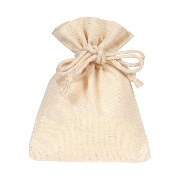 Cotton bag with drawstring, natural, 9 x 12 cm