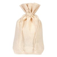 Cotton bag with drawstring, natural, 14 x 4,5 x 18,5 cm