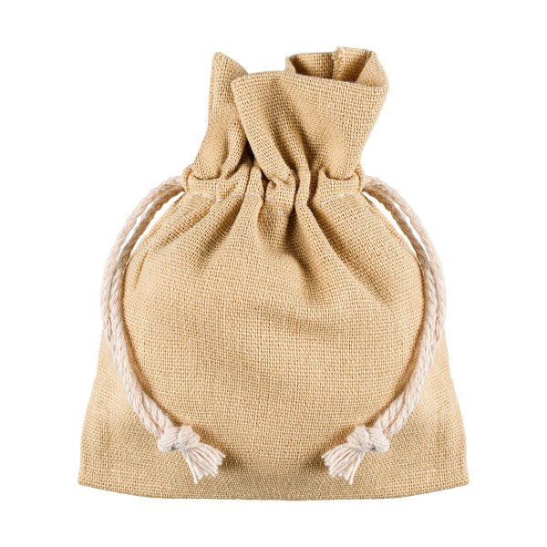 Beige cotton bag with light drawstring, 9 x 12 cm, fabric bag, gift bag