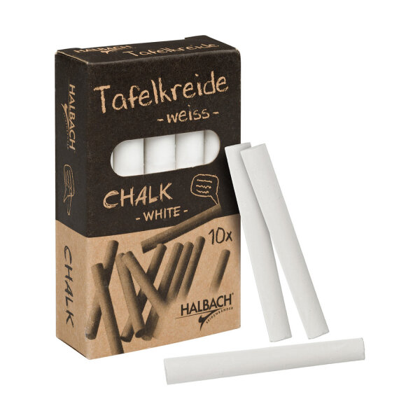 Chalk, white, 10 per box, for writing, painting, crafting