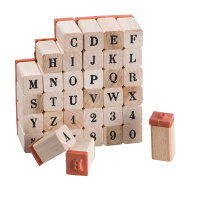 Holzstempel, Buchstabenstempel: Großbuchstaben und Zahlen - 36 Teile