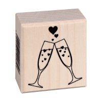 Wooden stamp Champagner 36 x 40 mm, contour stamp