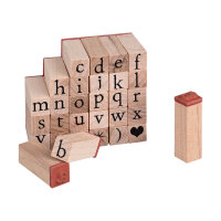 Wooden stamp set, 30 pieces, lower-case characters