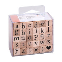 Holzstempel, Buchstabenstempel: Kleinbuchstaben und Zeichen - 30 Teile