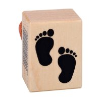 Wooden stamp two footprints baby 26 x 35 mm