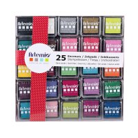 Set of 25 small ink pads, 25 colours, acid-free, water-based