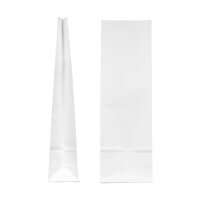 Block bottom bag 80 x 250 x 50 mm, white, kraft paper ribbed, two-ply, without window