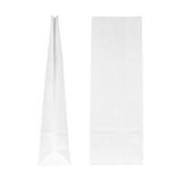 Block bottom bags 105 x 290 x 65 mm, white, kraft paper ribbed, two-ply, without window