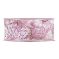 Cotton ribbon floral, pink, 40 mm x 15 m