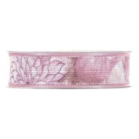 Dekoband Blüten Pink, 25 mm x 15 m, Geschenkband, Baumwollband