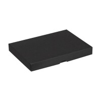 Folding box 15.2 x 21.4 x 2.5 cm, black, with lid, recycled cardboard - 10 boxes/set