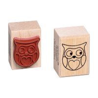 Wooden stamp owl 26 x 36 mm, contour stamp