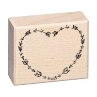 Wooden stamp heart arrows 45 x 56 mm, contour stamp