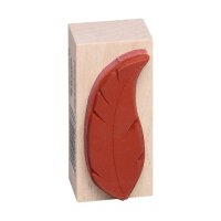 Wooden stamp feather 26 x 57 mm