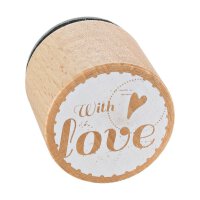 Holzstempel Herz "With Love" rund, Ø 33 mm, Woodies