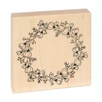 Wooden Stamp Floral Wreath 37 x 100 mm, contour stamp