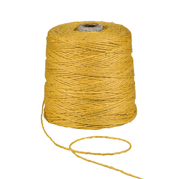 Jute twine, yellow, 1 kg, approx. 500 m jute cord, 100% jute on cardboard spool