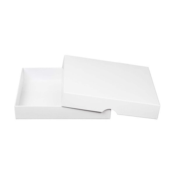 Faltschachtel 22 x 22 x 3 cm, Weiß, Deckel, Karton - 10er Set