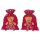 2 gift bags for children, with teddy bears and drawstring, 13 x 18 cm, red