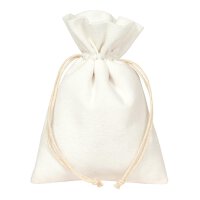 Velvet bag with draw string, white, 17 x 24 cm