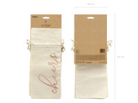 Bottle bag Cheers, wine, cotton, rose gold, 15,5 x 36 cm - 5 pieces/set