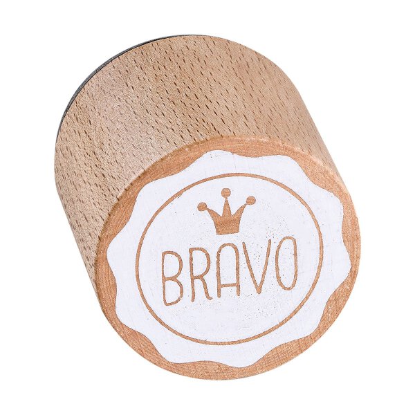Wooden stamp "Bravo" ø 33 mm, Woodies