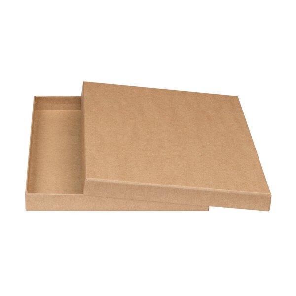 Schachtel mit Stülpdeckel, A4 , Karton mit Kraftpapier bezogen, braun, 20 mm hoch