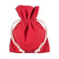 Red cotton bag with light drawstring, 9 x 12 cm, fabric bag, gift bag
