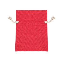 Roter Baumwollbeutel mit hellem Zugband, 9 x 12 cm, Stoffbeutel, Geschenkbeutel