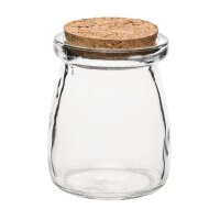 Glass bottle, 95 ml, conical  with cork, diameter 5,6 cm,...