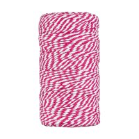 Bakers twine fuchsia and white, 100 m cotton yarn for...