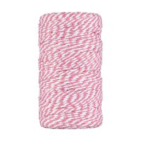 Bakers twine pink and white, 100 m cotton yarn for handicraft and decoration