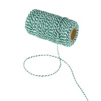 Bakers twine  dark green and white, 100 m cotton yarn for...