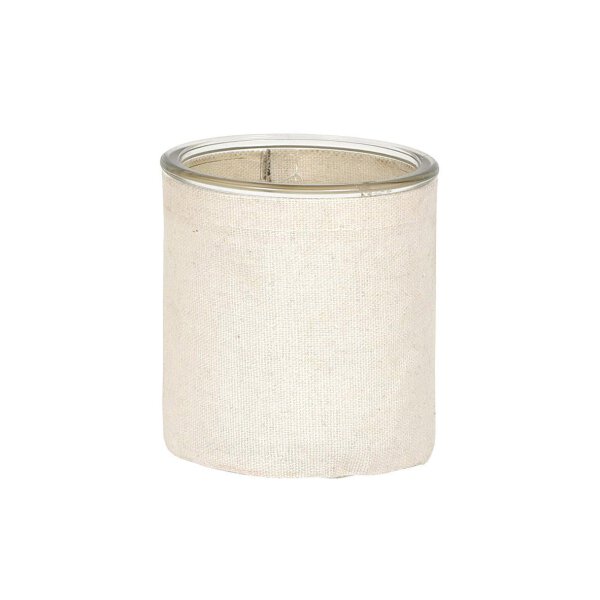 Glass pot with cotton cover, round, diameter 8 cm, 8 cm height