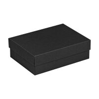 Folding box 11.5 x 15.5 x 5 cm, black, with lid, recycled cardboard - 10 boxes/set
