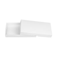 Folding box 11.5 x 22.5 x 3 cm, white, with lid, cardboard - 10 boxes/set