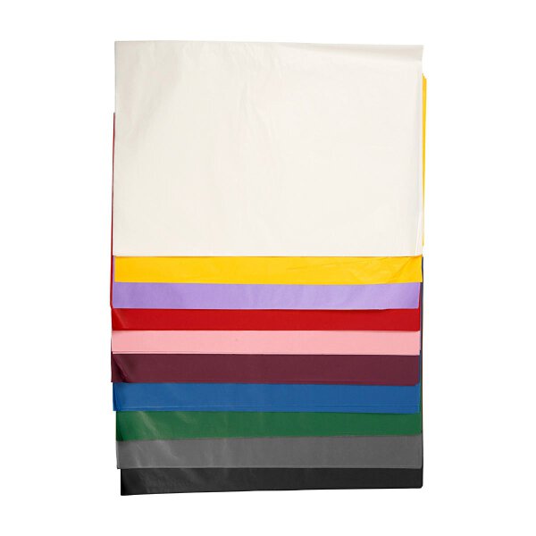 Farbiges Seidenpapier in vielen Farben, Pack mit 25 Bögen á 50 x 70 cm