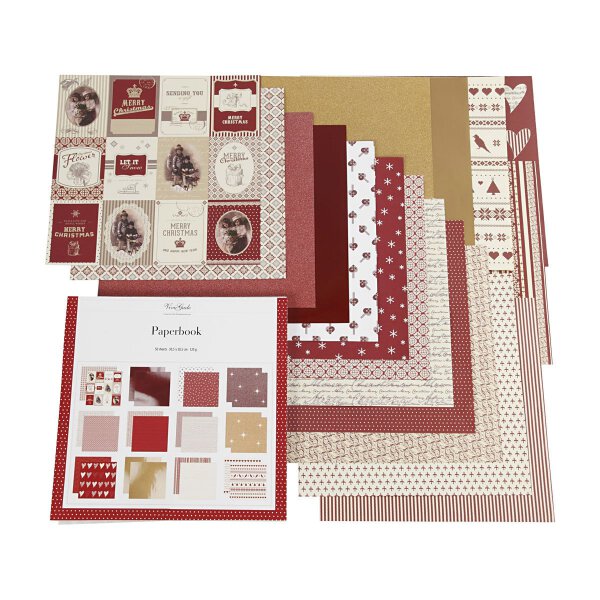 Design paper, scrapbooking paper red, 30,5 x 30,5 cm, pad with 50 sheets