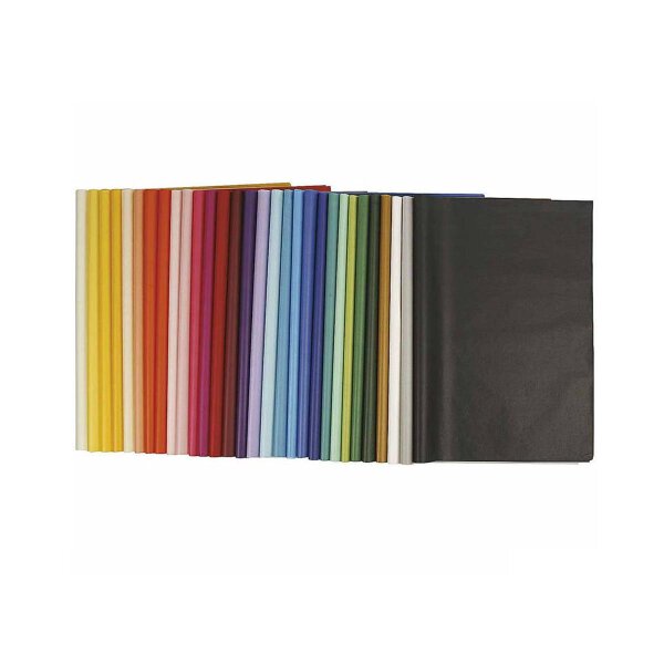Seidenpapier 50 x 70 cm - Sortiment 30 Farben je 10 Blatt, durchgefärbt, transparent