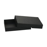Faltschachtel 11,5 x 15,5 x 2,5 cm, Schwarz, mit Deckel, Recyclingkarton - 10er Set