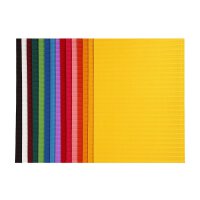 Corrugated cardboard, 25 x 35 cm, 15 sheets, various colors