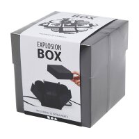 Schwarze Explosionsbox, Geschenkbox mit Miniboxen und Dekoartikeln