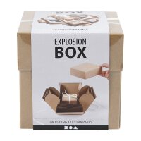 Explosion box 7 x 7 x 7,5 cm, kraft cardboard brown