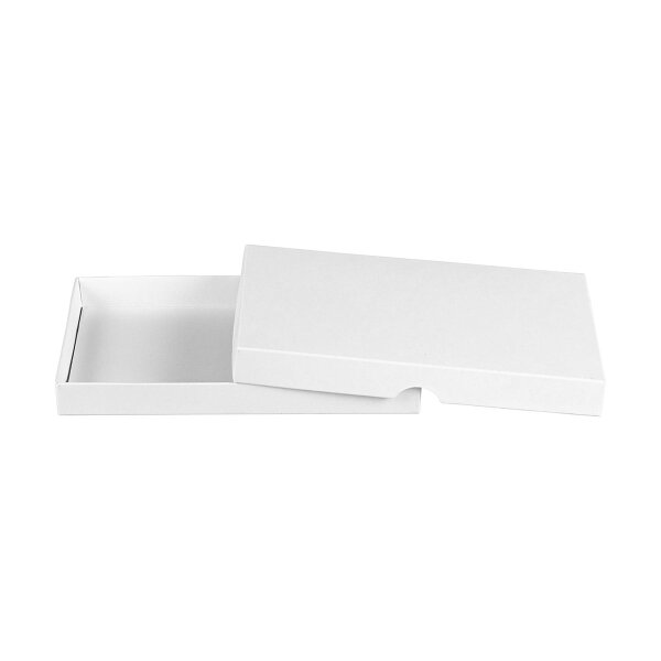 Folding box 13,6 x 19,6 x 2 cm, white, with lid, recycled cardboard - 10 boxes/set