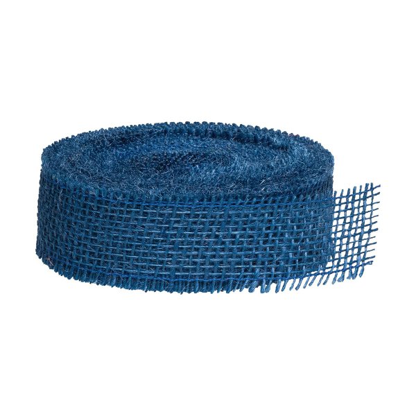 Jute ribbon, 4 cm, 25 m roll, firm quality, dark blue