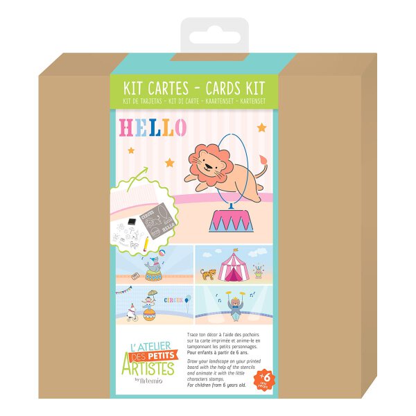 Card handicraft kit CIRCUS with stencils and stamps for children